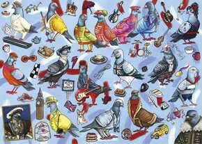 WEBHIDDENBRAND GIBSONS Pigeons of Britain Puzzle 1000 kosov