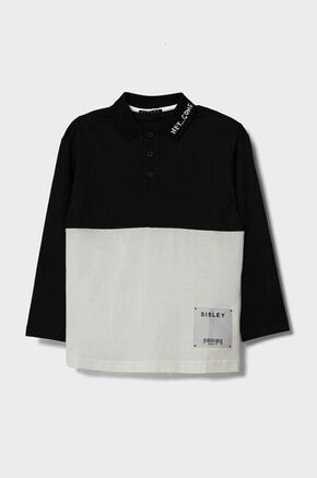 Otroška bombažna majica z dolgimi rokavi Sisley črna barva - črna. Otroške Majica z dolgimi rokavi iz kolekcije Sisley