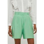 Kratke hlače Answear Lab ženski, zelena barva - zelena. Kratke hlače iz kolekcije Answear Lab, izdelane iz gladke tkanine. Model iz tankega materiala je idealen za toplejše letne čase.