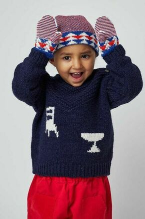 Otroški pulover z mešanico volne Bobo Choses mornarsko modra barva - mornarsko modra. Pulover za dojenčka iz kolekcije Bobo Choses. Model izdelan iz vzorčaste pletenine.