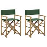 shumee Zložljiv režiserski stol 2 kosa zelen bambus in blago