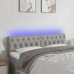 Greatstore LED posteljno vzglavje svetlo sivo 144x7x78/88 cm blago