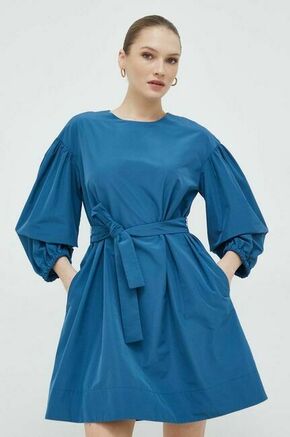Obleka Weekend Max Mara - modra. Obleka iz kolekcije Weekend Max Mara. Model izdelan iz enobarvne tkanine. Zaradi vsebnosti poliestra je tkanina bolj odporna na gubanje.