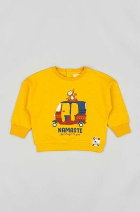 Otroški bombažen pulover zippy oranžna barva - oranžna. Otroški pulover iz kolekcije zippy. Model izdelan iz pletenine s potiskom.