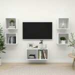 Greatstore Komplet TV omaric 5-delni visok sijaj bela iverna plošča