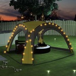 Vrtni šotor z LED lučmi in 4 stranicami 3,6x3,6x2,3 m zelen
