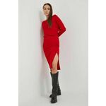 Obleka Sisley rdeča barva - rdeča. Obleka iz kolekcije Sisley. Model izdelan iz enobarvne pletenine. Lahkoten elastičen material zagotavlja popolno svobodo gibanja.