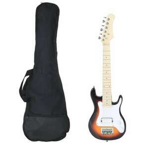 VidaXL Otroška električna kitara s torbo rjava in bela 3/4 30"