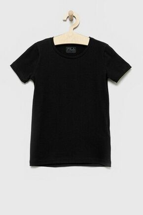 Otroški t-shirt Fila črna barva - črna. Otroški Kratka majica iz kolekcije Fila. Model izdelan iz tanke