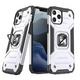 WOZINSKY Armored case cover for iPhone 14 Pro Max with magnetic Ring Armor holder, silver