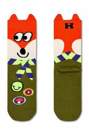 Otroške nogavice Happy Socks Fox Scout zelena barva - zelena. Otroške visoke nogavice iz kolekcije Happy Socks. Model izdelan iz elastičnega