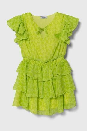 Otroška obleka Pinko Up zelena barva - zelena. Obleka iz kolekcije Pinko Up. Model izdelan iz vzorčaste tkanine. Poliester zagotavlja visoko odpornost na mečkanje.