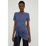 Kratka majica Answear Lab ženski, mornarsko modra barva - mornarsko modra. Kratka majica iz kolekcije Answear Lab, izdelana iz elastične pletenine. Model iz izjemno udobne, zračne tkanine.