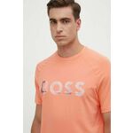Kratka majica Boss Green moška, oranžna barva, 50512999 - oranžna. Kratka majica iz kolekcije Boss Green, izdelana iz pletenine s potiskom. Model iz izjemno udobne tkanine z visoko vsebnostjo bombaža.