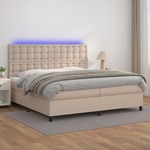 Box spring postelja vzmetnico LED kapučino 200x200 cm um. usnje - vidaXL - Rjava - 92,78 - 200 x 200 cm - vidaXL