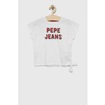 Otroška bombažna kratka majica Pepe Jeans bela barva - bela. Otroške kratka majica iz kolekcije Pepe Jeans. Model izdelan iz tanke, elastične pletenine.