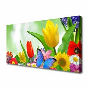 Tulup.si Slika na platnu Butterfly flowers narava 125x50 cm