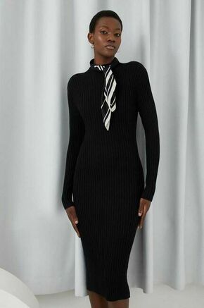 Obleka Answear Lab črna barva - črna. Obleka iz kolekcije Answear Lab. Model izdelan iz enobarvne pletenine. Material z visoko vsebnostjo viskoze je udoben