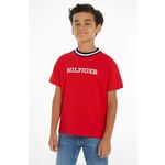 Otroška kratka majica Tommy Hilfiger rdeča barva - rdeča. Otroške kratka majica iz kolekcije Tommy Hilfiger. Model izdelan iz tanke, rahlo elastične pletenine.