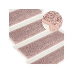 VIDAXL Preproge za stopnice 15 kosov 65x21x4 cm bele in roza