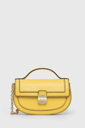 Usnjena torbica Furla rumena barva - rumena. Majhna torbica iz kolekcije Furla. Model na zapenjanje