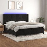 Box spring postelja z vzmetnico LED črna 200x200 cm žamet - vidaXL - črna - 95,63 - 200 x 200 cm - vidaXL