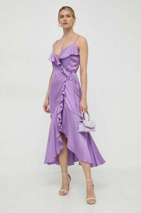 Obleka Twinset vijolična barva - vijolična. Lahkotna obleka iz kolekcije Twinset. Model izdelan iz enobarvne tkanine. Model iz zračne viskozne tkanine.