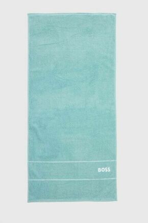Brisača BOSS Plain Aruba Blue 50 x 100 cm - turkizna. Brisača iz kolekcije BOSS. Model izdelan iz bombažne tkanine.