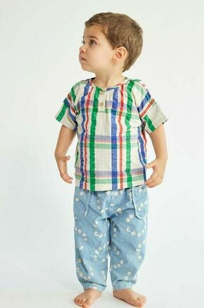 Otroške bombažne hlače Bobo Choses - modra. Hlače za dojenčka iz kolekcije Bobo Choses. Model izdelan iz vzorčaste tkanine. Bombažen