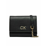 Calvin Klein Velika ženska denarnica Re-Lock Trifold Md W/Chain K60K611458 Črna