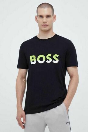 Bombažna kratka majica BOSS ATHLEISURE črna barva - črna. Kratka majica iz kolekcije BOSS. Model izdelan iz udobne pletenine.