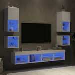 Vidaxl Komplet TV omaric LED 8-delni bel inženirski les