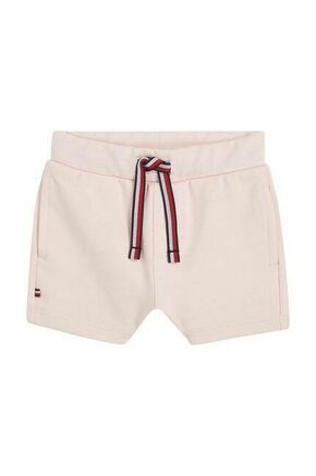 Kratke hlače za dojenčka Tommy Hilfiger roza barva - roza. Kratke hlače za dojenčka iz kolekcije Tommy Hilfiger. Model izdelan iz udobne pletenine.