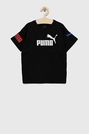 Otroška bombažna kratka majica Puma PUMA POWER Tee B črna barva - črna. Otroška kratka majica iz kolekcije Puma. Model izdelan iz pletenine s potiskom. Tanek