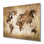 tulup.si Steklena podloga za rezanje Zemljevid sveta lesa 60x52 cm
