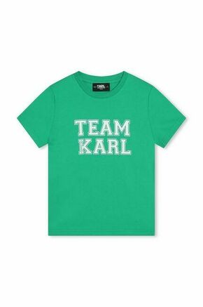 Otroška bombažna kratka majica Karl Lagerfeld turkizna barva - turkizna. Otroške kratka majica iz kolekcije Karl Lagerfeld