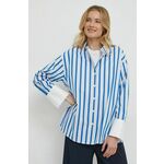 Bombažna srajca Seidensticker ženska - modra. Srajca iz kolekcije Seidensticker, izdelana iz vzorčaste tkanine. Model iz izjemno udobne bombažne tkanine.