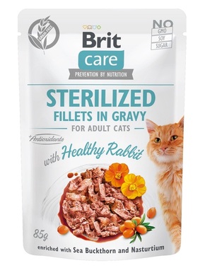 Brit Care Cat Fillets Gravy Sterilna zdrava zajčja zelenjava 85g