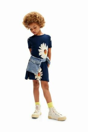 Otroška obleka Desigual mornarsko modra barva - mornarsko modra. Otroški obleka iz kolekcije Desigual. Model izdelan iz pletenine s potiskom. Model iz izjemno udobne tkanine z visoko vsebnostjo viskoze.