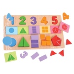 Bigjigs Toys Didaktická doska Čísla, farby, tvary