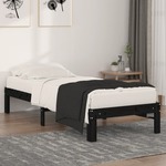 shumee Okvir za posteljo, črn, masivni les, 75x190 cm, enojni