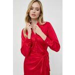 Obleka Guess rdeča barva - rdeča. Obleka iz kolekcije Guess. Raven model, izdelan iz enobarvne tkanine.
