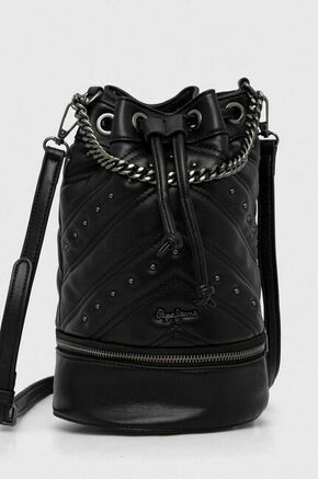 Torbica Pepe Jeans črna barva - črna. Srednje velika torbica kovček iz kolekcije Pepe Jeans. Model na zapenjanje