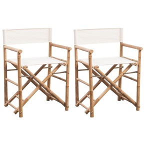Zložljivi režiserski stoli 2 kosa bambus in platno