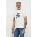 Bombažna kratka majica Karl Lagerfeld moški, bež barva - bež. Lahkotna kratka majica iz kolekcije Karl Lagerfeld, izdelana iz pletenine, prijetne na otip. Model iz visokokakovostnega in trajnostnega materiala.