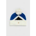 Kapa s primesjo volne Tommy Hilfiger mornarsko modra barva - mornarsko modra. Kapa iz kolekcije Tommy Hilfiger. Model izdelan iz vzorčaste pletenine.