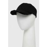 Bombažna bejzbolska kapa Guess črna barva - črna. Kapa s šiltom vrste baseball iz kolekcije Guess. Model izdelan iz tkanine z nalepko. Bombažen, udoben material.