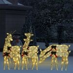 vidaXL Božični severni jeleni 6 kosov zlati toplo bela mreža