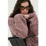 Volnen pulover Lovechild ženski, roza barva - roza. Pulover iz kolekcije Lovechild. Model izdelan iz vzorčaste pletenine. Modelu je priložen pas iz ekološkega usnja.