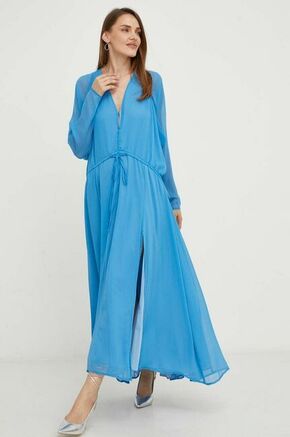 Obleka Answear Lab - modra. Obleka iz kolekcije Answear Lab. Model izdelan iz enobarvne tkanine. Zaradi vsebnosti poliestra je tkanina bolj odporna na gubanje.